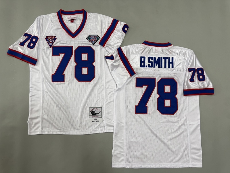 Men 2025 Buffalo Bills 78 B.Smith white Throwback Limited NFL Jersey style 001